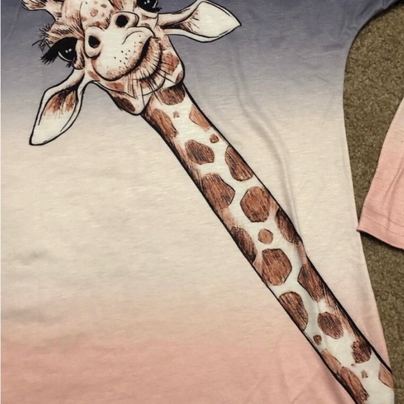 2 WOMENS long sleeve silky light giraffe inspired top by SHEILAY BRAND SIZE XL - Picture 10 of 12